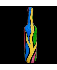 Botella Decorativa Pintada a Mano - Arte Abstracto Colorido - Reciclada.