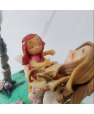 Pieza única de porcelana fría hadas madre e hija