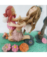 Pieza única de porcelana fría hadas madre e hija
