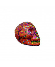 Calavera Artesanal Día de Muertos con Lentejuelas Brillantes - Decoración para Altar - Pieza Única.