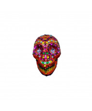 Calavera Artesanal Día de Muertos con Lentejuelas Brillantes - Decoración para Altar - Pieza Única.