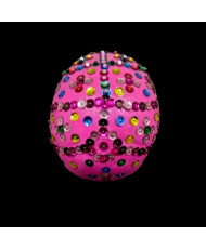 Calavera Decorativa Rosa con Lentejuelas de Colores - Artesanal para Día de Muertos.