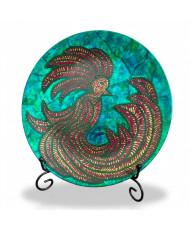 Plato Decorativo Artesanal Pintado a Mano - Quetzal - Granrey Estudiart..