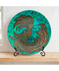 Plato Decorativo Artesanal Pintado a Mano - Quetzal - Granrey Estudiart..