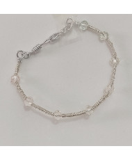 Pulsera Artesanal en Alambrismo con Cuentas de Cristal