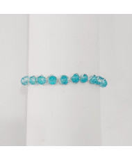 Pulsera de Alambrismo Aluminio Cristales Azul Aqua