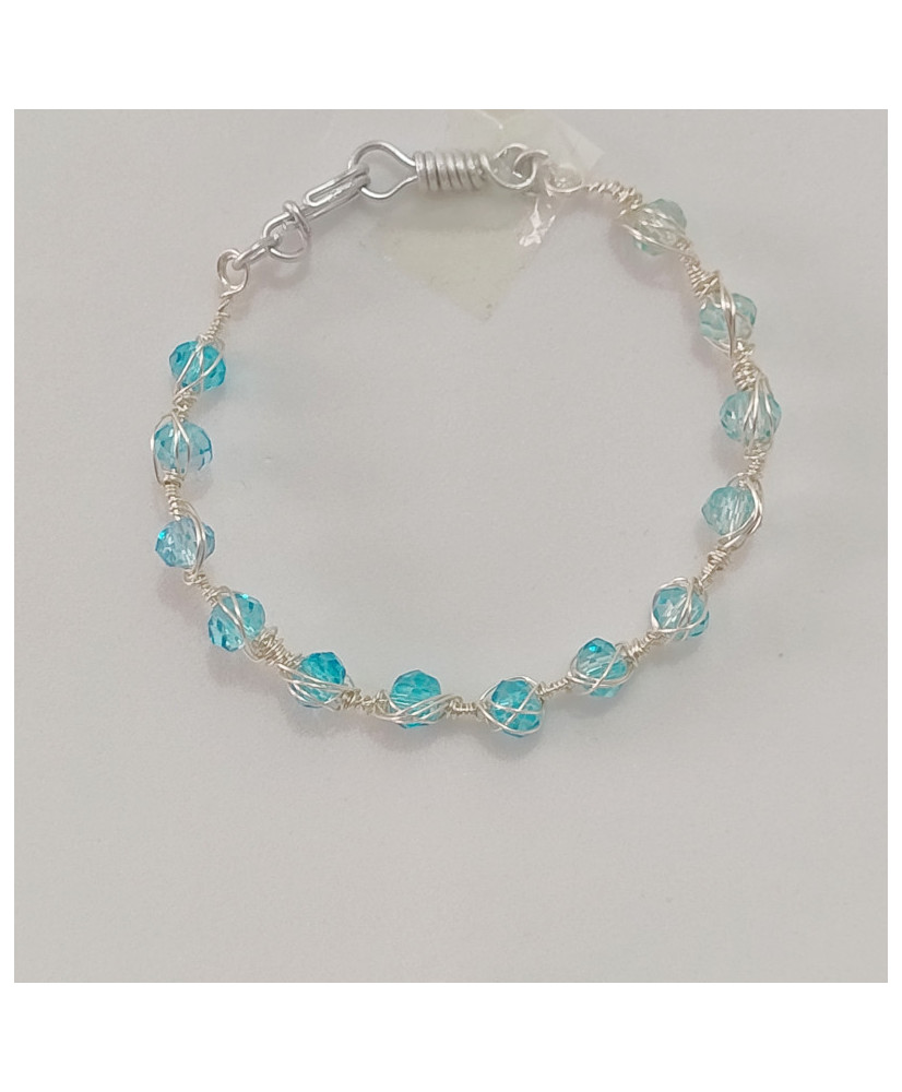 Pulsera Nido de Alambrismo Cristales Azul Degradado