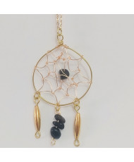 Dije Atrapasueños 8cm Alambrismo Dorado Obsidiana