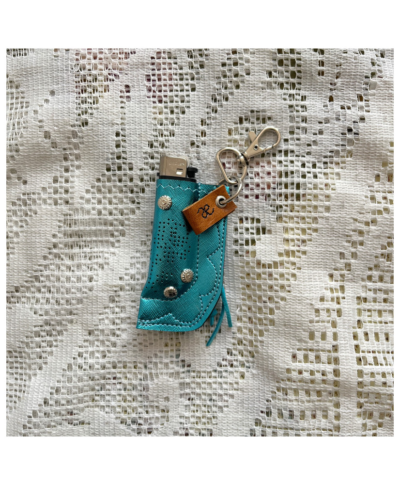 Porta encendor azul metálico 