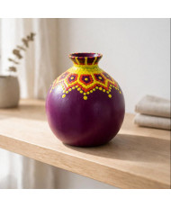 Jarroncito estilo Guaje Decorativo Artesanal Morado con Puntillismo - Centro de Mesa.