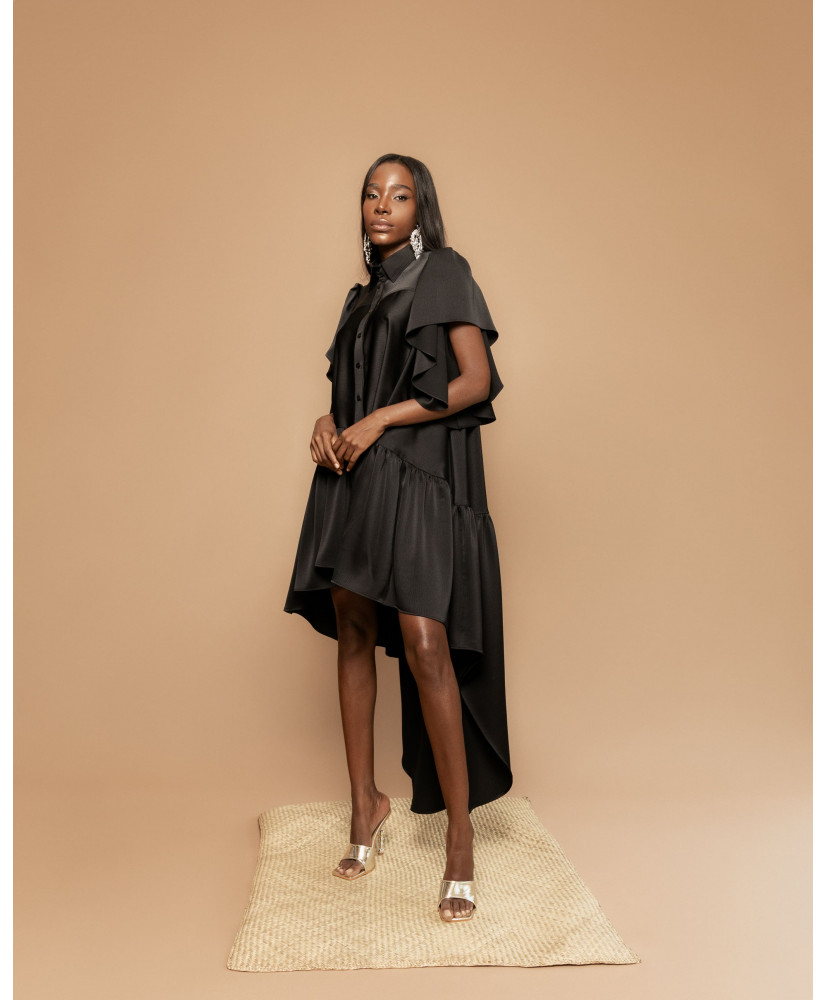 vestido camisero, vestido, vestido corto, vestido largo, vestido negro, vestido con manga