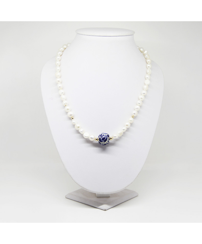 Collar  Azul Talavera perla 