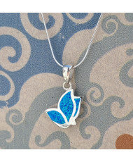 Set Mariposa Perfil Opalo Azul Cadena y Dije 
