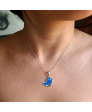 Set Mariposa Perfil Opalo Azul Cadena y Dije 