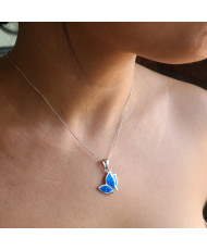 Set Mariposa Perfil Opalo Azul Cadena y Dije 