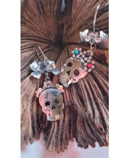 Aretes de plata ley .925, hechos a mano alusivos a la catrina.