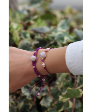 Pulsera de hilo con piezas de talavera y cristal