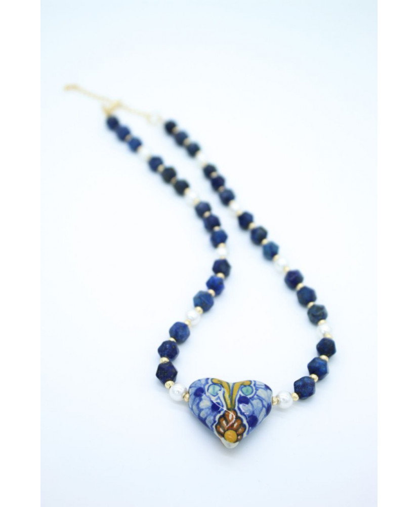 Collar perla cultivada corazón 