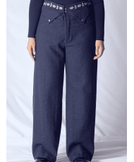 Pantalón Barroco de Lana Azul Marino