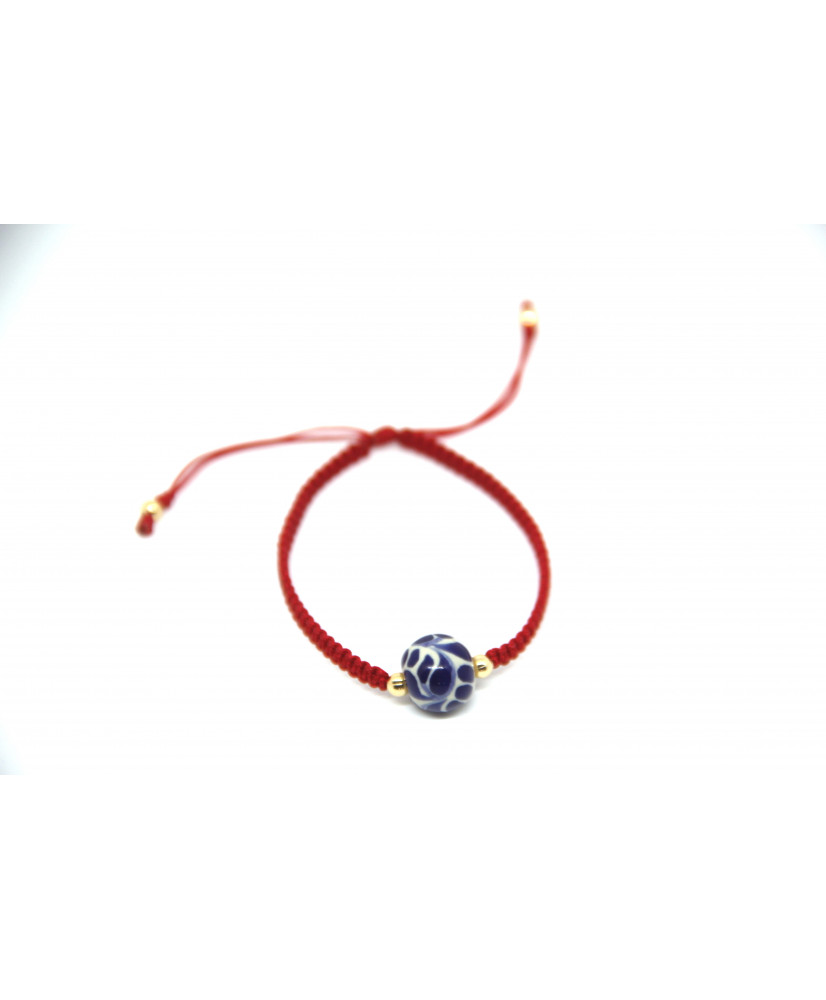 Pulsera tejida roja Talavera. 