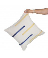 Cojín El Encuentro (Mostaza con Azul Marino)