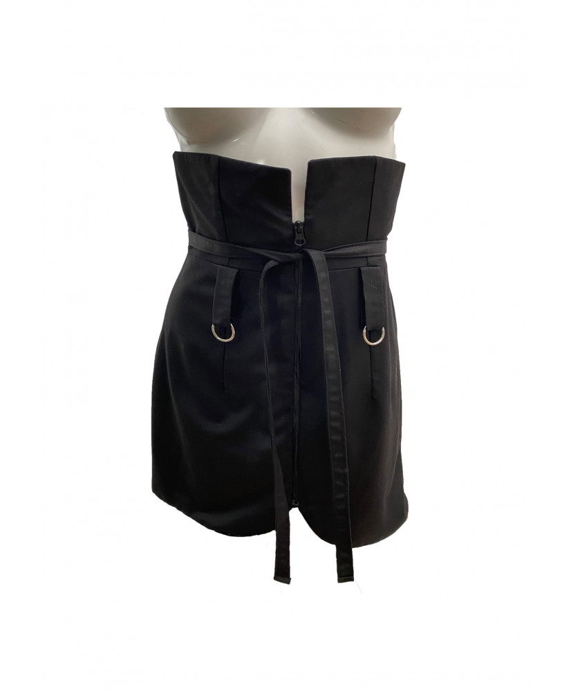 Falda cintura alta de casimir negro