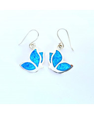 Aretes Mariposa Perfil Plata con Opalo Azul