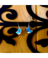 Aretes Mariposa Perfil Plata con Opalo Azul