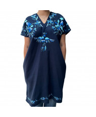 Huipil Otomi Pavo real (Tonos azules)