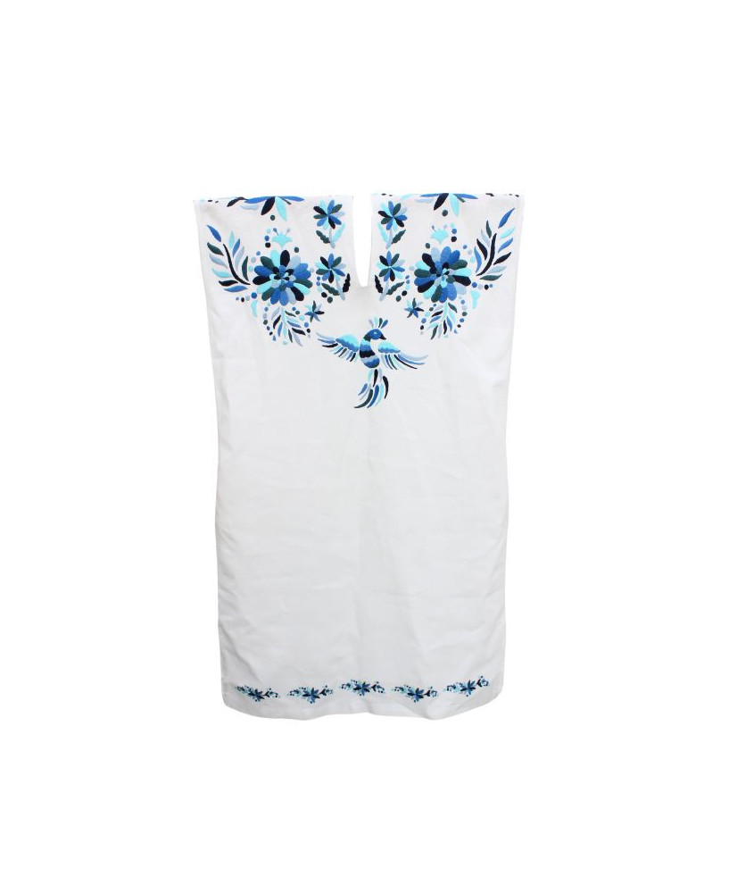 Huipil Otomi Pavo real (Tonos azules)