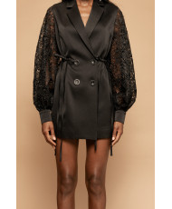 saco, vestido, sastrería, traje mujer, negro