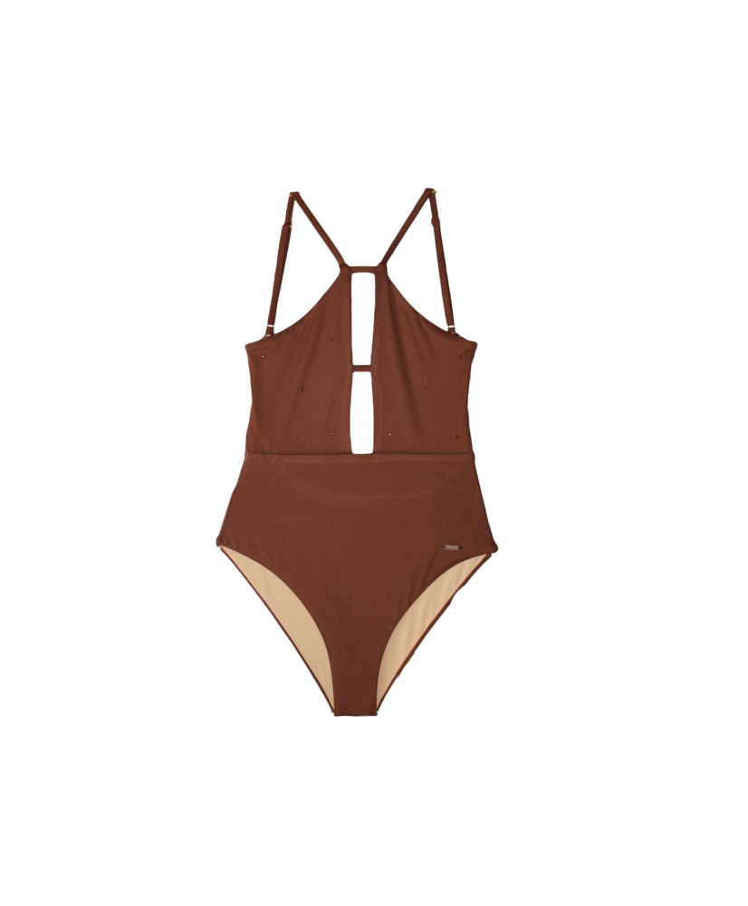 VERANIA Swimwear modelo VECK café completo con cristales