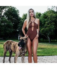 VERANIA Swimwear modelo VECK café completo con cristales